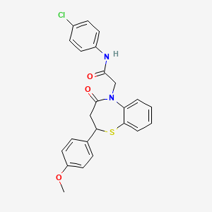 molecular formula C24H21ClN2O3S B11418065 N-(4-chlorophenyl)-2-(2-(4-methoxyphenyl)-4-oxo-3,4-dihydrobenzo[b][1,4]thiazepin-5(2H)-yl)acetamide 