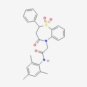 2-(1,1-dioxido-4-oxo-2-phenyl-3,4-dihydro-1,5-benzothiazepin-5(2H)-yl)-N-mesitylacetamide