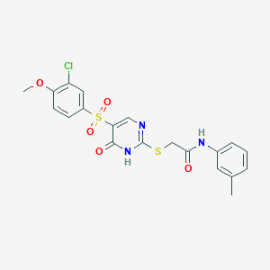 2-({5-[(3-chloro-4-methoxyphenyl)sulfonyl]-6-oxo-1,6-dihydropyrimidin-2-yl}sulfanyl)-N-(3-methylphenyl)acetamide