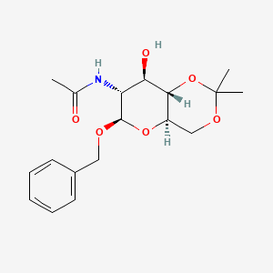 molecular formula C₁₈H₂₅NO₆ B1141815 Benzyl 2-acetamido-2-deoxy-4,6-O-isopropylidene-B-D-glucopyranoside CAS No. 50605-12-4