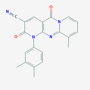 7-(3,4-dimethylphenyl)-11-methyl-2,6-dioxo-1,7,9-triazatricyclo[8.4.0.03,8]tetradeca-3(8),4,9,11,13-pentaene-5-carbonitrile