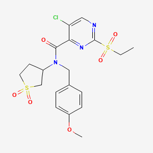 molecular formula C19H22ClN3O6S2 B11418309 5-chloro-N-(1,1-dioxidotetrahydrothiophen-3-yl)-2-(ethylsulfonyl)-N-(4-methoxybenzyl)pyrimidine-4-carboxamide 