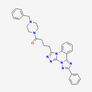 molecular formula C31H30N8O B11418312 1-(4-benzylpiperazin-1-yl)-4-(9-phenyl-2,4,5,7,8,10-hexazatetracyclo[10.4.0.02,6.07,11]hexadeca-1(16),3,5,8,10,12,14-heptaen-3-yl)butan-1-one 