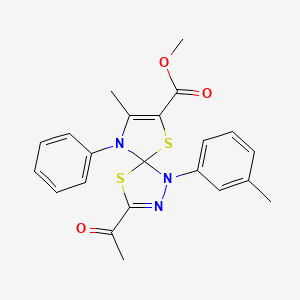 Methyl 3-acetyl-8-methyl-1-(3-methylphenyl)-9-phenyl-4,6-dithia-1,2,9-triazaspiro[4.4]nona-2,7-diene-7-carboxylate