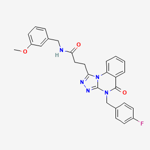 molecular formula C27H24FN5O3 B11418341 3-[4-[(4-fluorophenyl)methyl]-5-oxo-[1,2,4]triazolo[4,3-a]quinazolin-1-yl]-N-[(3-methoxyphenyl)methyl]propanamide 