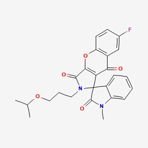 molecular formula C25H23FN2O5 B11418378 7-fluoro-1'-methyl-2-[3-(propan-2-yloxy)propyl]-2H-spiro[chromeno[2,3-c]pyrrole-1,3'-indole]-2',3,9(1'H)-trione 