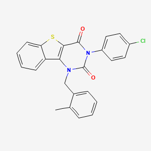 molecular formula C24H17ClN2O2S B11418383 3-(4-chlorophenyl)-1-(2-methylbenzyl)[1]benzothieno[3,2-d]pyrimidine-2,4(1H,3H)-dione 