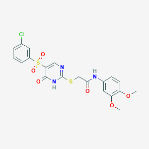 2-({5-[(3-chlorophenyl)sulfonyl]-6-oxo-1,6-dihydropyrimidin-2-yl}sulfanyl)-N-(3,4-dimethoxyphenyl)acetamide