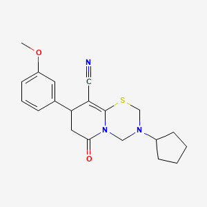 3-cyclopentyl-8-(3-methoxyphenyl)-6-oxo-3,4,7,8-tetrahydro-2H,6H-pyrido[2,1-b][1,3,5]thiadiazine-9-carbonitrile