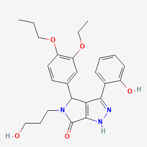 molecular formula C25H29N3O5 B11418431 4-(3-ethoxy-4-propoxyphenyl)-3-(2-hydroxyphenyl)-5-(3-hydroxypropyl)-4,5-dihydropyrrolo[3,4-c]pyrazol-6(1H)-one 