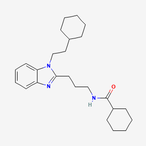 molecular formula C25H37N3O B11418448 N-{3-[1-(2-cyclohexylethyl)-1H-benzimidazol-2-yl]propyl}cyclohexanecarboxamide 