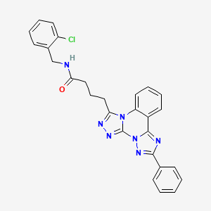 molecular formula C27H22ClN7O B11418460 N-[(2-chlorophenyl)methyl]-4-(9-phenyl-2,4,5,7,8,10-hexazatetracyclo[10.4.0.02,6.07,11]hexadeca-1(16),3,5,8,10,12,14-heptaen-3-yl)butanamide 