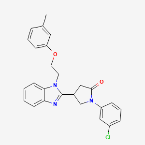 molecular formula C26H24ClN3O2 B11418469 1-(3-chlorophenyl)-4-{1-[2-(3-methylphenoxy)ethyl]-1H-benzimidazol-2-yl}pyrrolidin-2-one 