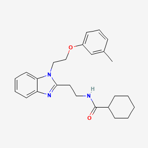 molecular formula C25H31N3O2 B11418474 N-(2-{1-[2-(3-methylphenoxy)ethyl]-1H-benzimidazol-2-yl}ethyl)cyclohexanecarboxamide 