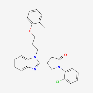 molecular formula C27H26ClN3O2 B11418482 1-(2-chlorophenyl)-4-{1-[3-(2-methylphenoxy)propyl]-1H-benzimidazol-2-yl}pyrrolidin-2-one 