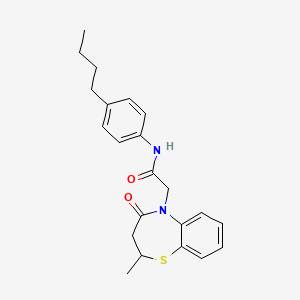 molecular formula C22H26N2O2S B11418483 N-(4-butylphenyl)-2-(2-methyl-4-oxo-3,4-dihydrobenzo[b][1,4]thiazepin-5(2H)-yl)acetamide 