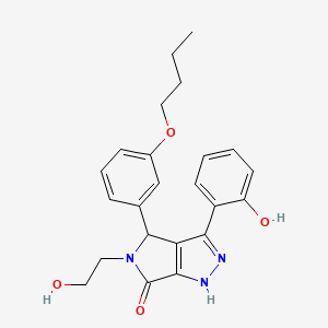 molecular formula C23H25N3O4 B11418486 4-(3-butoxyphenyl)-5-(2-hydroxyethyl)-3-(2-hydroxyphenyl)-4,5-dihydropyrrolo[3,4-c]pyrazol-6(1H)-one 