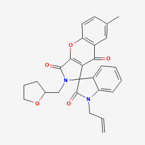 7-methyl-1'-(prop-2-en-1-yl)-2-(tetrahydrofuran-2-ylmethyl)-2H-spiro[chromeno[2,3-c]pyrrole-1,3'-indole]-2',3,9(1'H)-trione