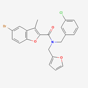 molecular formula C22H17BrClNO3 B11418526 5-bromo-N-(3-chlorobenzyl)-N-(furan-2-ylmethyl)-3-methyl-1-benzofuran-2-carboxamide 