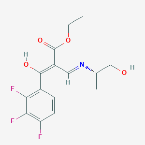 molecular formula C₁₅H₁₆F₃NO₄ B1141854 2,3,4-Trifluoro-alpha-[[[(1S)-2-hydroxy-1-methylethyl]amino]methylene]-beta-oxo-benzenepropanoic Acid Ethyl CAS No. 601490-35-1