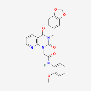 molecular formula C24H20N4O6 B11418546 2-{3-[(2H-1,3-benzodioxol-5-yl)methyl]-2,4-dioxo-1H,2H,3H,4H-pyrido[2,3-d]pyrimidin-1-yl}-N-(2-methoxyphenyl)acetamide 