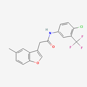 molecular formula C18H13ClF3NO2 B11418597 N-[4-chloro-3-(trifluoromethyl)phenyl]-2-(5-methyl-1-benzofuran-3-yl)acetamide 