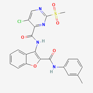 molecular formula C22H17ClN4O5S B11418610 5-chloro-N-{2-[(3-methylphenyl)carbamoyl]-1-benzofuran-3-yl}-2-(methylsulfonyl)pyrimidine-4-carboxamide 