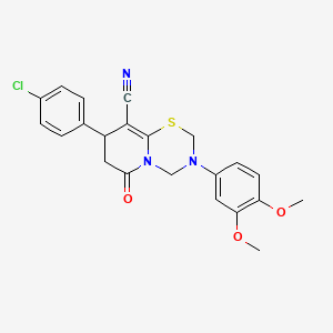 8-(4-chlorophenyl)-3-(3,4-dimethoxyphenyl)-6-oxo-3,4,7,8-tetrahydro-2H,6H-pyrido[2,1-b][1,3,5]thiadiazine-9-carbonitrile