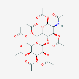 molecular formula C₂₈H₃₉NO₁₈ B1141862 [(3S,4R,5S,6S)-5-acetamido-4,6-diacetyloxy-3-[(2S,3S,4S,5S)-3,4,5-triacetyloxy-6-(acetyloxymethyl)oxan-2-yl]oxyoxan-2-yl]methyl acetate CAS No. 73208-61-4
