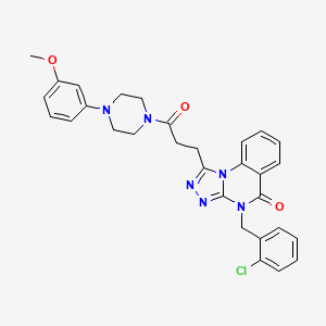 molecular formula C30H29ClN6O3 B11418657 4-[(2-chlorophenyl)methyl]-1-{3-[4-(3-methoxyphenyl)piperazin-1-yl]-3-oxopropyl}-4H,5H-[1,2,4]triazolo[4,3-a]quinazolin-5-one 