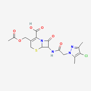 3-[(acetyloxy)methyl]-7-{[(4-chloro-3,5-dimethyl-1H-pyrazol-1-yl)acetyl]amino}-8-oxo-5-thia-1-azabicyclo[4.2.0]oct-2-ene-2-carboxylic acid