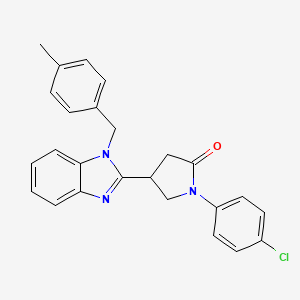 molecular formula C25H22ClN3O B11418670 1-(4-chlorophenyl)-4-[1-(4-methylbenzyl)-1H-benzimidazol-2-yl]pyrrolidin-2-one 