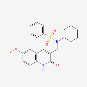 N-cyclohexyl-N-[(2-hydroxy-6-methoxyquinolin-3-yl)methyl]benzenesulfonamide