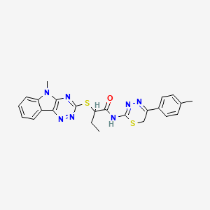 molecular formula C24H23N7OS2 B11418717 N-[5-(4-methylphenyl)-6H-1,3,4-thiadiazin-2-yl]-2-[(5-methyl-5H-[1,2,4]triazino[5,6-b]indol-3-yl)sulfanyl]butanamide 