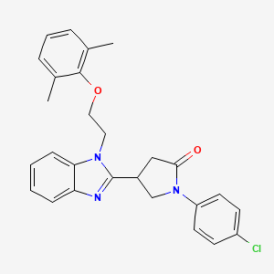 molecular formula C27H26ClN3O2 B11418766 1-(4-chlorophenyl)-4-{1-[2-(2,6-dimethylphenoxy)ethyl]-1H-benzimidazol-2-yl}pyrrolidin-2-one 