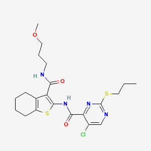 5-chloro-N-{3-[(3-methoxypropyl)carbamoyl]-4,5,6,7-tetrahydro-1-benzothiophen-2-yl}-2-(propylsulfanyl)pyrimidine-4-carboxamide