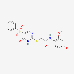 2-{[5-(benzenesulfonyl)-6-oxo-1,6-dihydropyrimidin-2-yl]sulfanyl}-N-(2,4-dimethoxyphenyl)acetamide