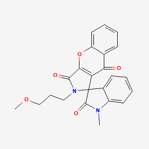 molecular formula C23H20N2O5 B11418854 2-(3-methoxypropyl)-1'-methyl-2H-spiro[chromeno[2,3-c]pyrrole-1,3'-indole]-2',3,9(1'H)-trione 