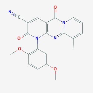 molecular formula C21H16N4O4 B11418863 7-(2,5-dimethoxyphenyl)-11-methyl-2,6-dioxo-1,7,9-triazatricyclo[8.4.0.03,8]tetradeca-3(8),4,9,11,13-pentaene-5-carbonitrile 