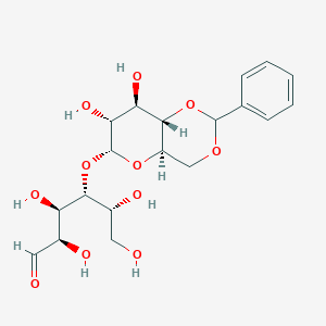 molecular formula C₁₉H₂₆O₁₁ B1141893 (2R,3R,4R,5R)-4-[[(4aR,6R,7R,8R,8aS)-7,8-dihydroxy-2-phenyl-4,4a,6,7,8,8a-hexahydropyrano[3,2-d][1,3]dioxin-6-yl]oxy]-2,3,5,6-tetrahydroxyhexanal CAS No. 93417-41-5