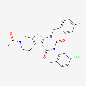 11-acetyl-4-(5-chloro-2-methylphenyl)-6-[(4-fluorophenyl)methyl]-8-thia-4,6,11-triazatricyclo[7.4.0.02,7]trideca-1(9),2(7)-diene-3,5-dione