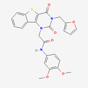 molecular formula C25H21N3O6S B11418948 N-(3,4-dimethoxyphenyl)-2-[3-(2-furylmethyl)-2,4-dioxo-3,4-dihydro[1]benzothieno[3,2-d]pyrimidin-1(2H)-yl]acetamide 