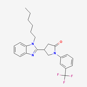 molecular formula C24H26F3N3O B11418951 4-(1-hexyl-1H-benzimidazol-2-yl)-1-[3-(trifluoromethyl)phenyl]pyrrolidin-2-one 