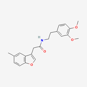 molecular formula C21H23NO4 B11418964 N-[2-(3,4-dimethoxyphenyl)ethyl]-2-(5-methyl-1-benzofuran-3-yl)acetamide 