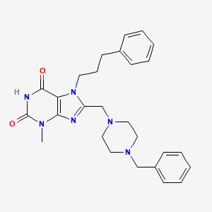 molecular formula C27H32N6O2 B11418974 8-[(4-benzylpiperazin-1-yl)methyl]-3-methyl-7-(3-phenylpropyl)-2,3,6,7-tetrahydro-1H-purine-2,6-dione 