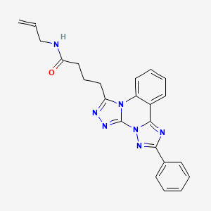 molecular formula C23H21N7O B11419007 4-(9-phenyl-2,4,5,7,8,10-hexazatetracyclo[10.4.0.02,6.07,11]hexadeca-1(16),3,5,8,10,12,14-heptaen-3-yl)-N-prop-2-enylbutanamide 