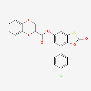 molecular formula C22H13ClO6S B11419023 7-(4-Chlorophenyl)-2-oxo-1,3-benzoxathiol-5-yl 2,3-dihydro-1,4-benzodioxine-2-carboxylate 