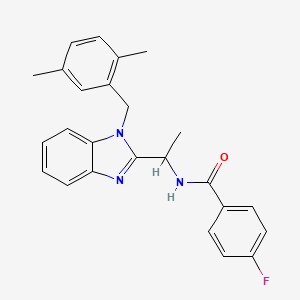 N-{1-[1-(2,5-dimethylbenzyl)-1H-benzimidazol-2-yl]ethyl}-4-fluorobenzamide