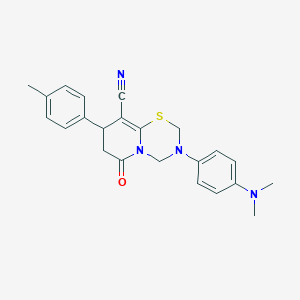 molecular formula C23H24N4OS B11419086 3-[4-(dimethylamino)phenyl]-8-(4-methylphenyl)-6-oxo-3,4,7,8-tetrahydro-2H,6H-pyrido[2,1-b][1,3,5]thiadiazine-9-carbonitrile 