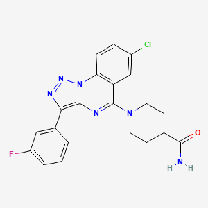 molecular formula C21H18ClFN6O B11419094 1-[7-Chloro-3-(3-fluorophenyl)[1,2,3]triazolo[1,5-a]quinazolin-5-yl]piperidine-4-carboxamide 